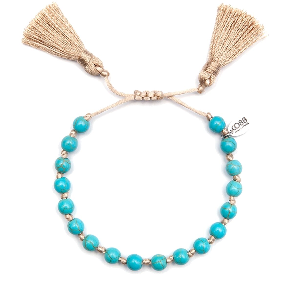 Blauwe CO88 Collection armband voor dames met elegante uitstraling en franjes.