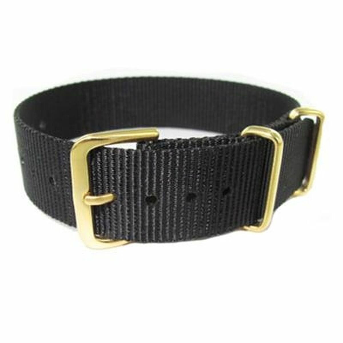 Zwarte CO88 Collection armband met gouden gesp, uniseks ontwerp.
