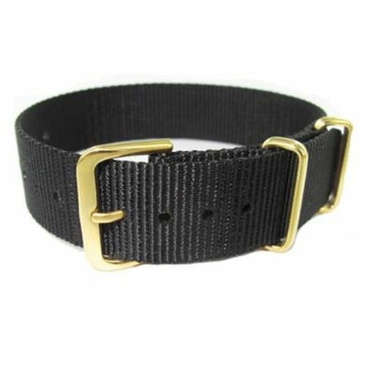 Zwarte CO88 Collection armband met gouden gesp, uniseks ontwerp.