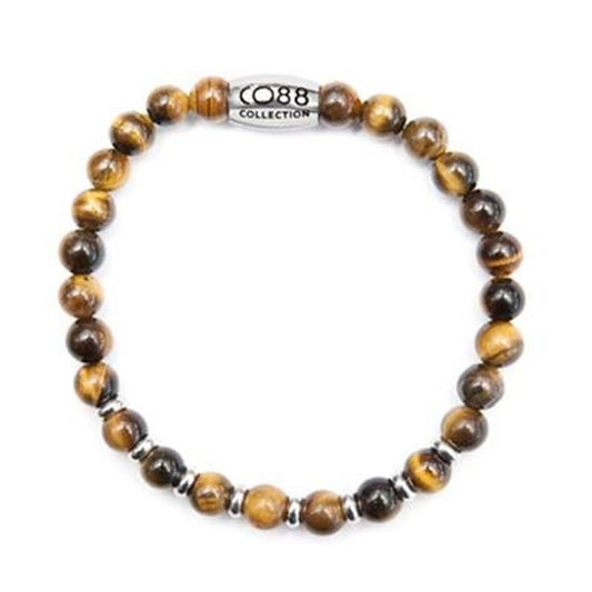 Bruine CO88 Collection armband voor dames, gemaakt van elegante kralen met metalen details.