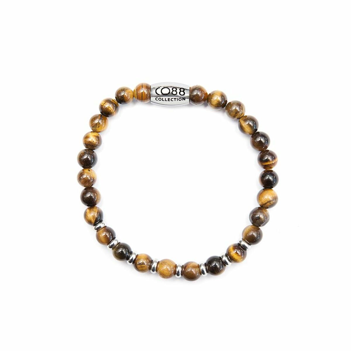 Detail van de CO88 Collection armband in bruin met een elegant design en unieke kralen.
