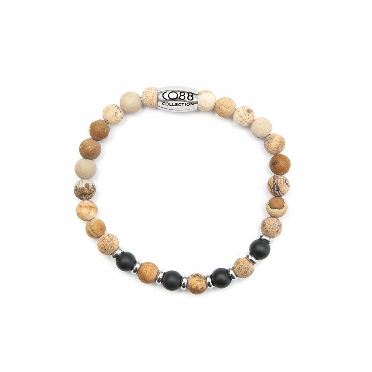 Detail van de CO88 Collection armband met multicolour kralen en metalen sluiting.