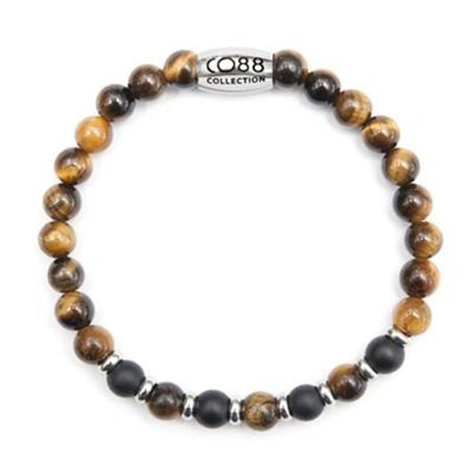 Elegante bruine CO88 Collection armband met een mix van kralen en metalen details.