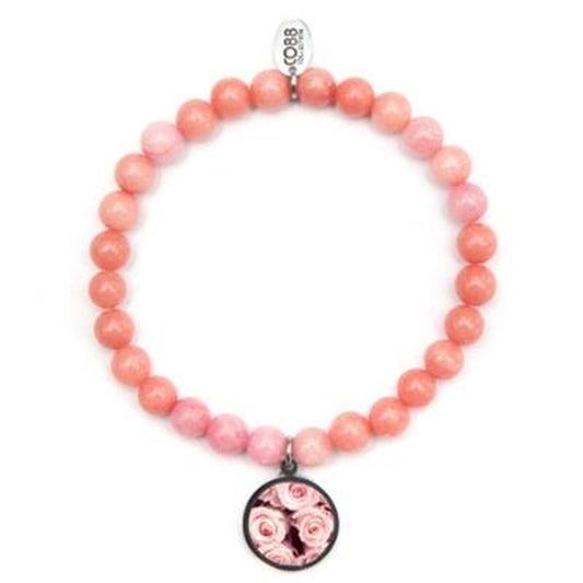 Multicolour CO88 Collection armband voor dames met rozenbedel en ronde kralen.