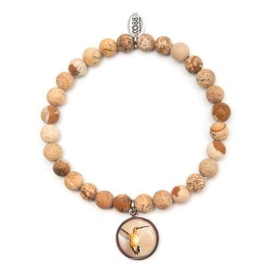 Multicolour CO88 Collection armband voor dames met natuurlijke stenen en een hangertje.