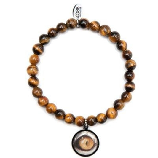 Bruine CO88 Collection armband met elegante kralen en een opvallende hanger.