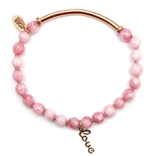 Roze CO88 Collection armband met elegante stijl en 'love' bedel.