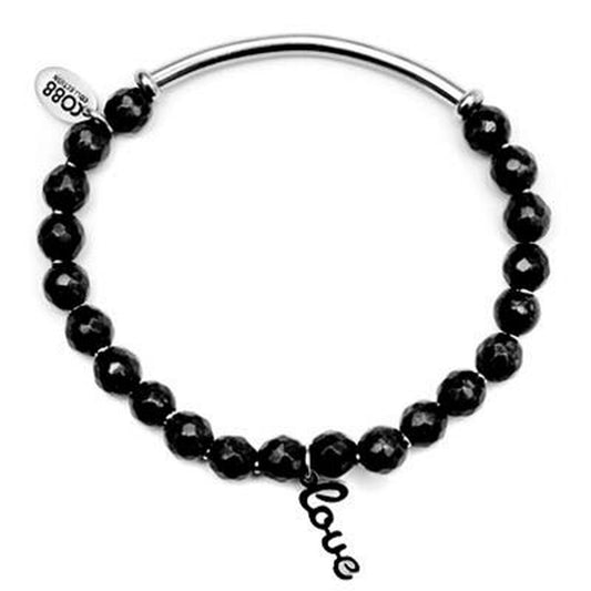 Zwarte CO88 Collection armband voor dames met 'love' bedel en elegante uitstraling.