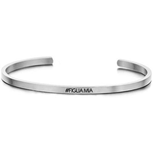 Zilverkleurige CO88 Collection dames armband met elegant design en subtiele inscriptie.
