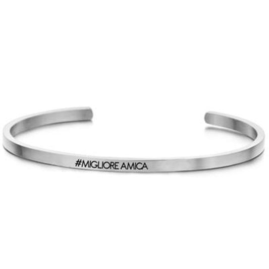 Zilverkleurige CO88 Collection armband voor dames met elegant design en subtiele opdruk.