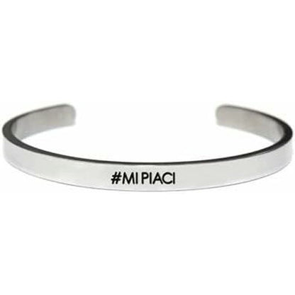 Zilverkleurige CO88 Collection armband met de tekst "#MI PIACI" op de bovenkant.