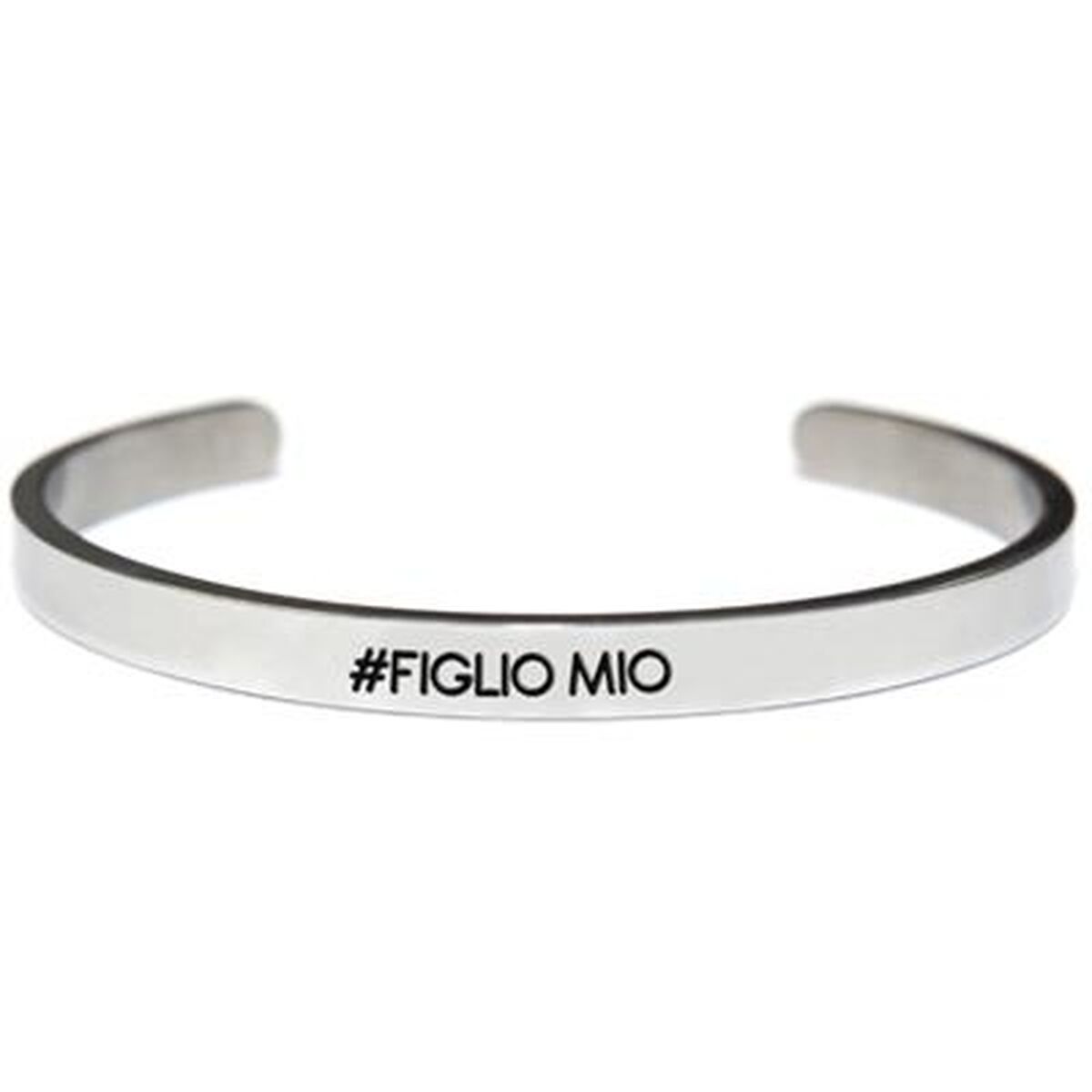 Zilverkleurige CO88 Collection armband voor dames met elegante uitstraling en #FIGLIO MIO opdruk.