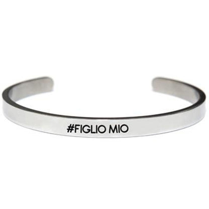 Zilverkleurige CO88 Collection armband voor dames met elegante uitstraling en #FIGLIO MIO opdruk.