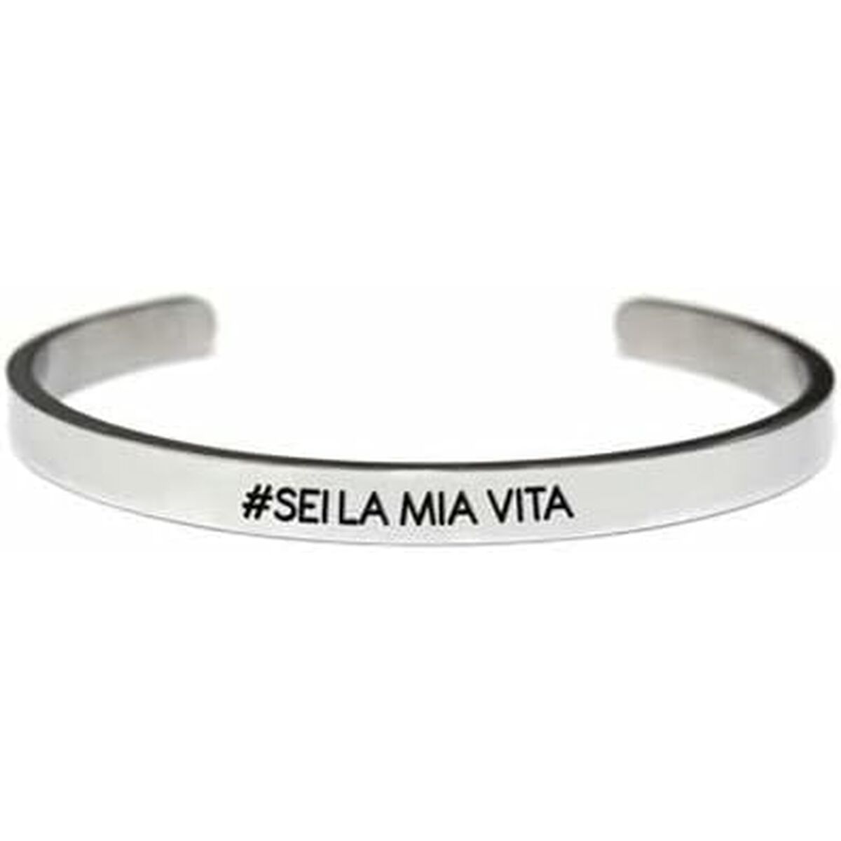 Zilverkleurige CO88 Collection armband met de tekst "#SEI LA MIA VITA" in een elegante uitstraling.