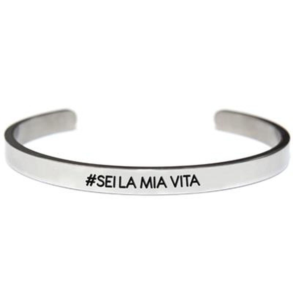 Zilverkleurige CO88 Collection armband met de tekst "#SEI LA MIA VITA" in een elegante stijl.