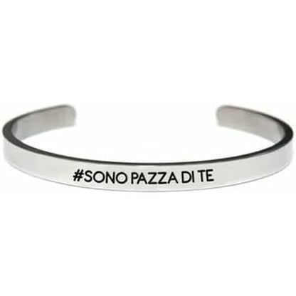 Zilverkleurige CO88 Collection armband met de tekst "#SONO PAZZA DI TE" in een elegant ontwerp.