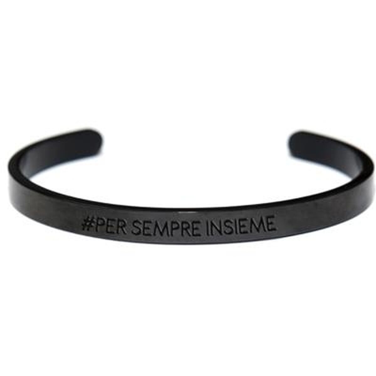 Zwarte CO88 Collection armband voor dames met elegante inscriptie "#PER SEMPRE INSIEME".