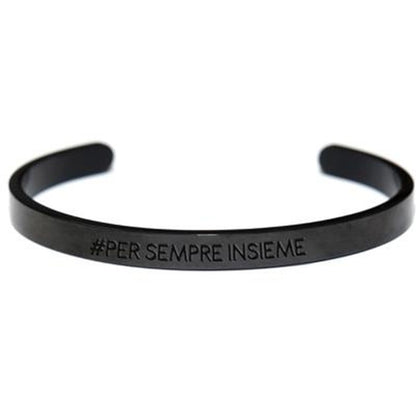 Zwarte CO88 Collection armband voor dames met elegante inscriptie "#PER SEMPRE INSIEME".