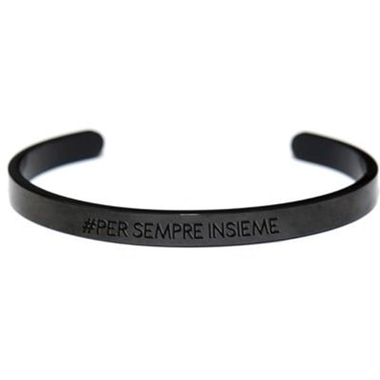 Zwarte CO88 Collection armband voor dames met elegante inscriptie "#PER SEMPRE INSIEME".