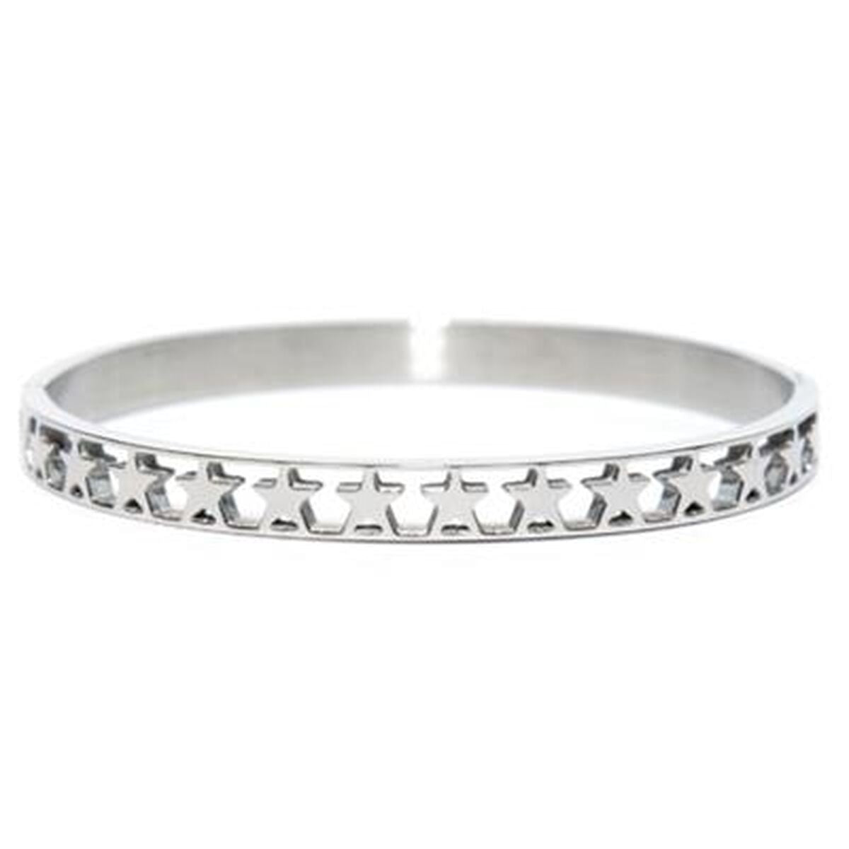Zilverkleurige CO88 Collection armband voor dames met elegant ontwerp en stervormige uitsparingen.