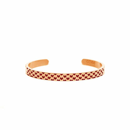 Detail van de CO88 Collection armband in roségoud met hartjespatroon.