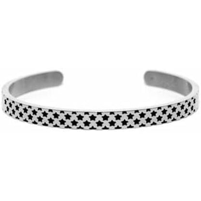 Zilverkleurige CO88 Collection armband met sterrenpatroon, zijaanzicht detail.