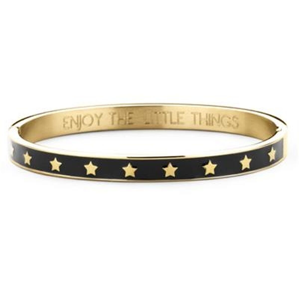 Zwarte CO88 Collection armband voor dames met gouden sterren en een elegante uitstraling.