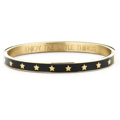 Zwarte CO88 Collection armband voor dames met gouden sterren en een elegante uitstraling.