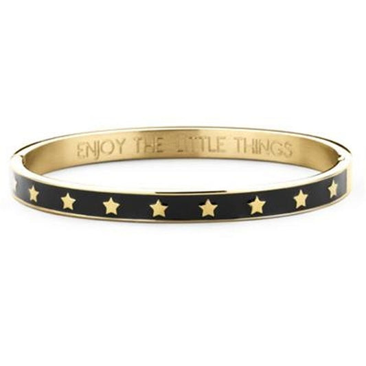 Zwarte CO88 Collection armband voor dames met gouden sterren en een elegante uitstraling.