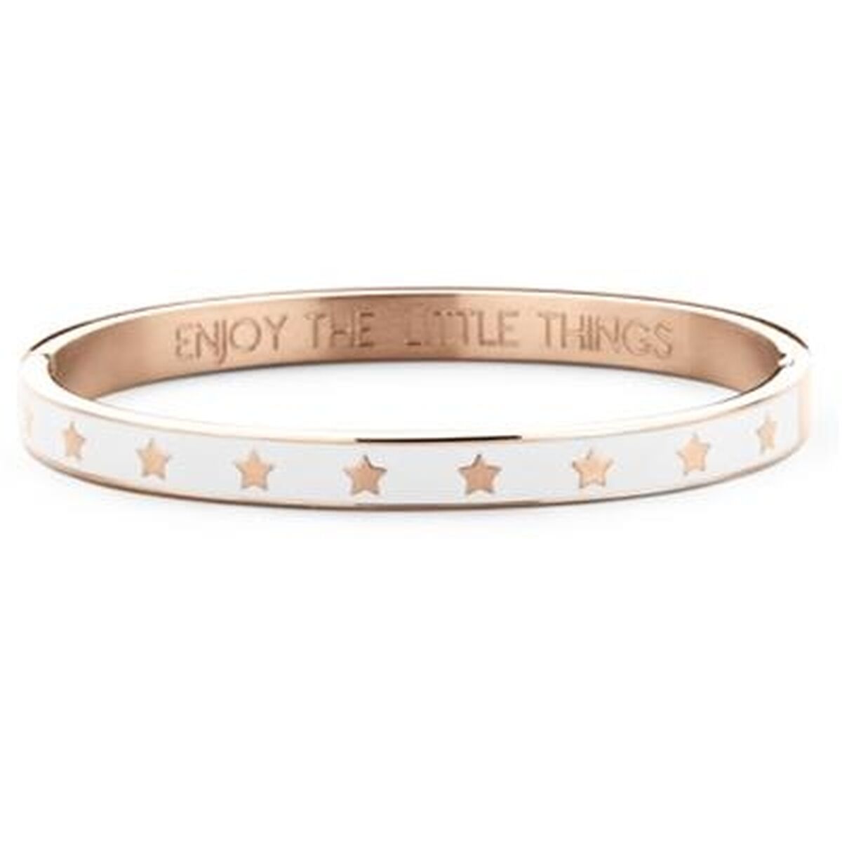 Roze gouden CO88 Collection armband met sterren en de tekst "Enjoy the little things".