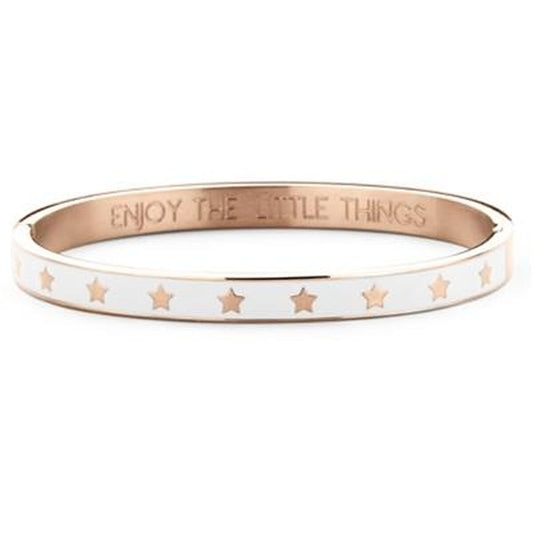 Roze gouden CO88 Collection armband met sterren en de tekst "Enjoy the little things".