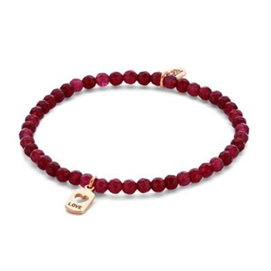 Stijlvolle rode CO88 Collection armband met een gouden 'LOVE'-bedel.