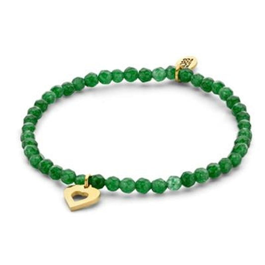 Elegante groene CO88 Collection armband met gouden hartje, perfect voor elke gelegenheid.
