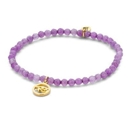 Elegante paarse CO88 Collection armband voor dames met gouden detail.
