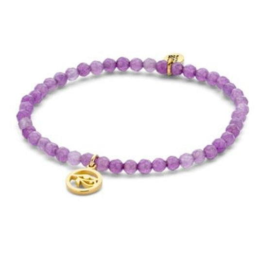Elegante paarse CO88 Collection armband voor dames met gouden detail.