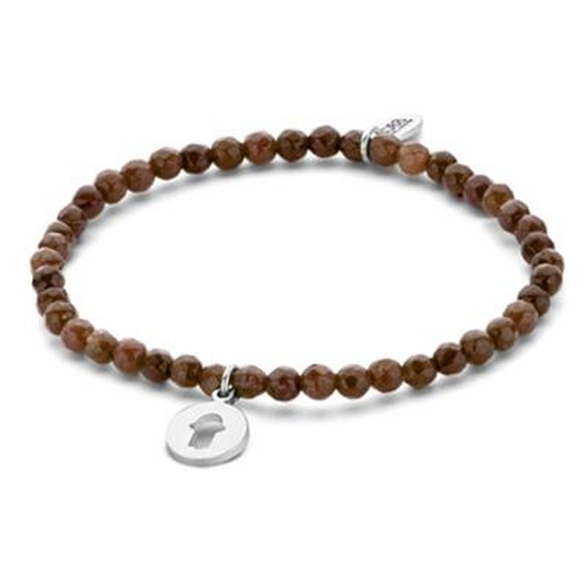 Bruine CO88 Collection armband met elegante kralen en zilveren hanger.