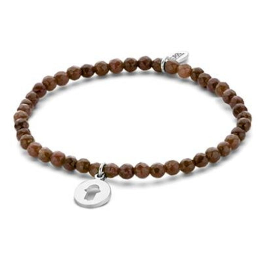 Bruine CO88 Collection armband met elegante kralen en zilveren hanger.