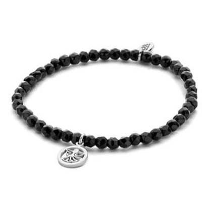 Zwarte CO88 Collection armband voor dames met elegante stijl en zilveren hanger.