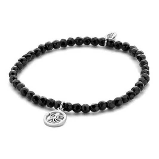 Zwarte CO88 Collection armband voor dames met elegante stijl en zilveren hanger.