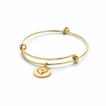 Gouden CO88 Collection armband met een hartvormige hanger en knoopdetails.
