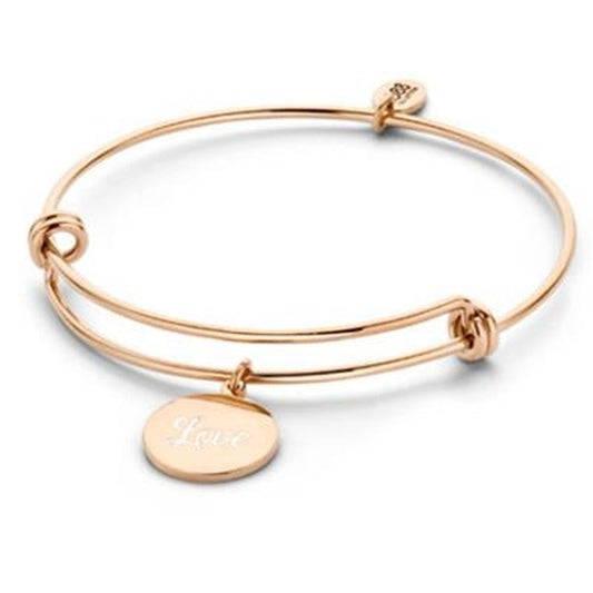 Elegante CO88 Collection armband in roze goud met een 'Love' hangertje.