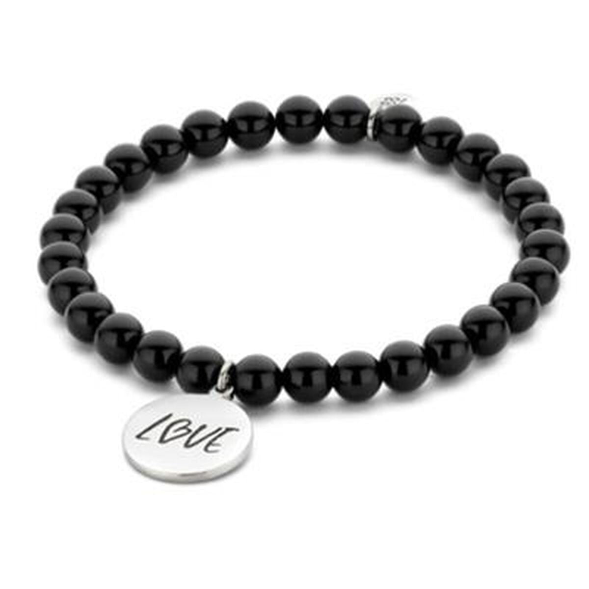 Zwarte CO88 Collection armband voor dames met een elegante uitstraling en een 'LOVE' bedel.