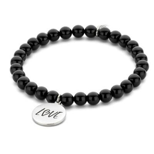 Zwarte CO88 Collection armband voor dames met een elegante uitstraling en een 'LOVE' bedel.