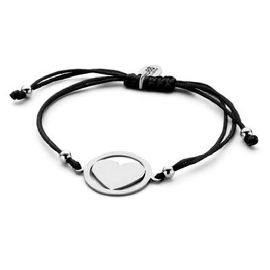 Elegante zwarte CO88 Collection armband met een hartvormige hanger en verstelbare sluiting.