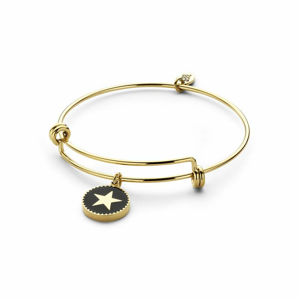 Detail van de CO88 Collection gouden armband met zwarte ster charm.