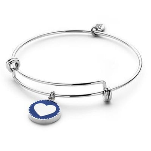 Zilverkleurige CO88 Collection armband met een elegante hartbedel.