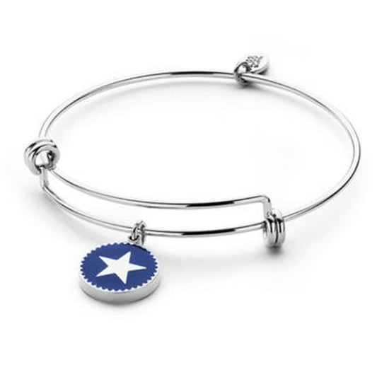 Zilverkleurige CO88 Collection armband voor dames met een elegante stijl en blauwe sterhanger.