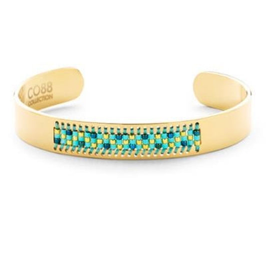 Gouden CO88 Collection armband met elegant design en kleurrijke details.