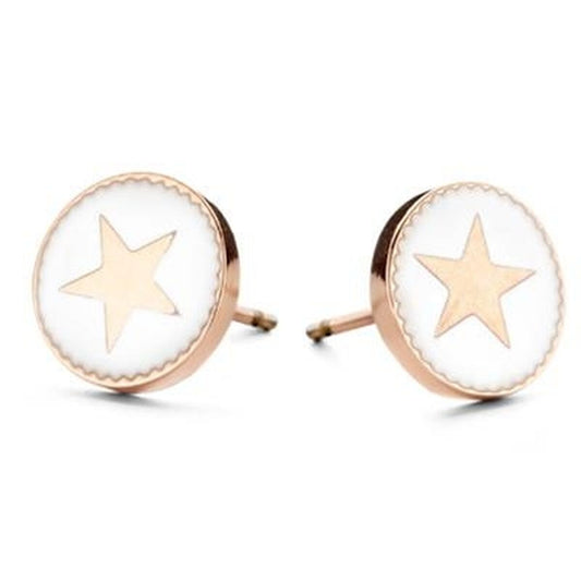 Roségouden CO88 Collection oorbellen met witte ster, elegant en modern ontwerp.