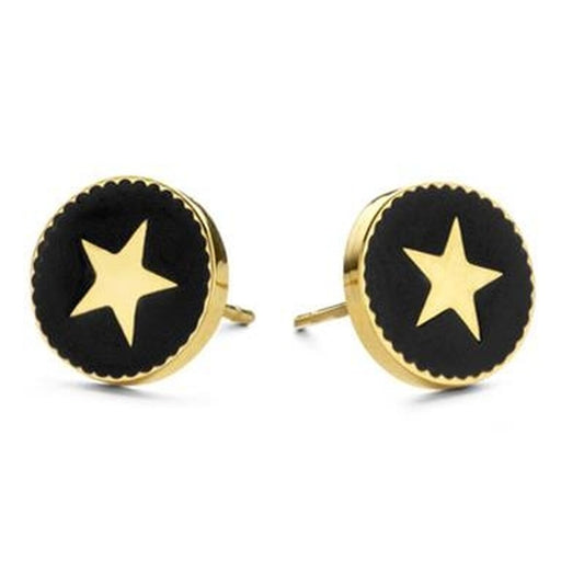 Gouden CO88 Collection oorbellen met zwarte ster, elegant en veelzijdig design.